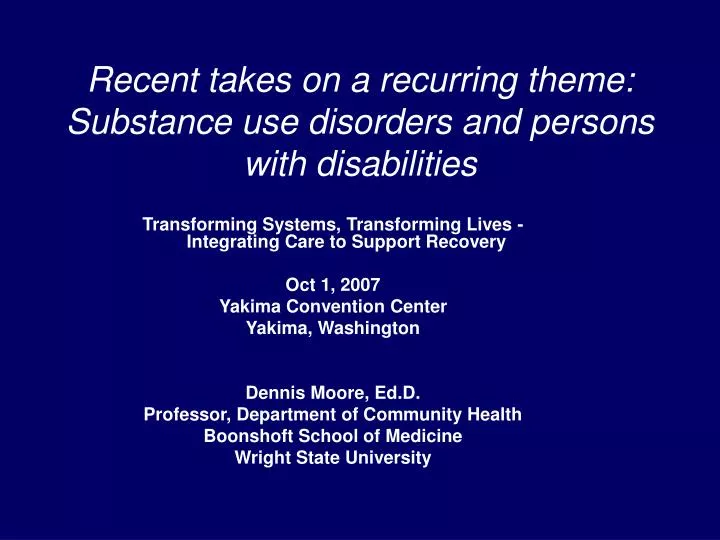 recent takes on a recurring theme substance use disorders and persons with disabilities