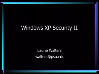 Windows XP Security II