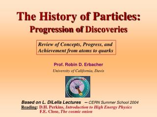 The History of Particles: Progression of Discoveries