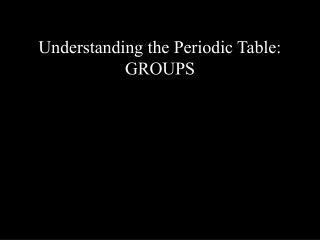 Understanding the Periodic Table: GROUPS