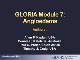GLORIA Module 7: Angioedema
