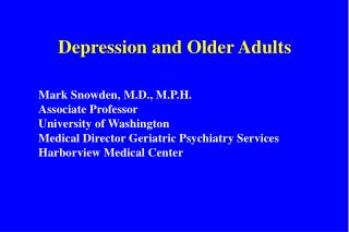 Depression and Older Adults