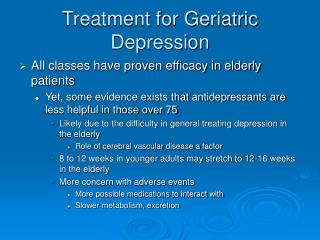 Treatment for Geriatric Depression