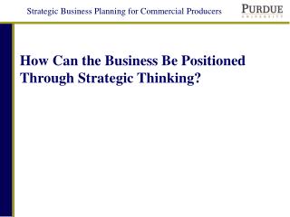 How Can the Business Be Positioned Through Strategic Thinking?