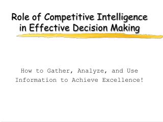 Role of Competitive Intelligence in Effective Decision Making