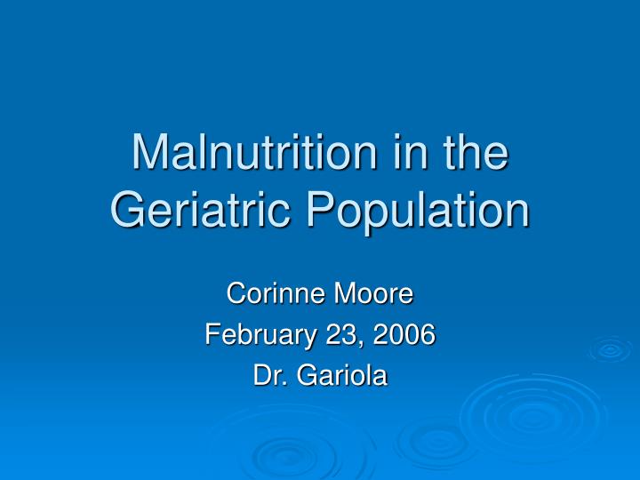 malnutrition in the geriatric population