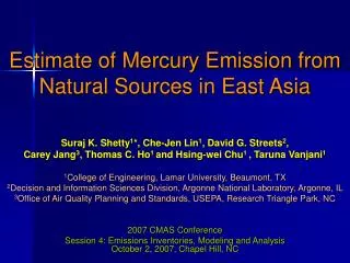 Estimate of Mercury Emission from Natural Sources in East Asia