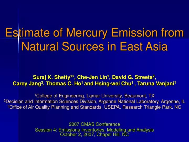 estimate of mercury emission from natural sources in east asia