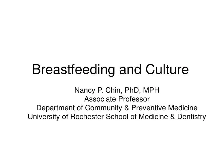 breastfeeding and culture