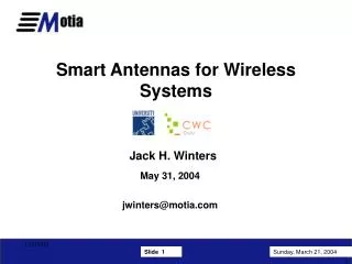 Smart Antennas for Wireless Systems