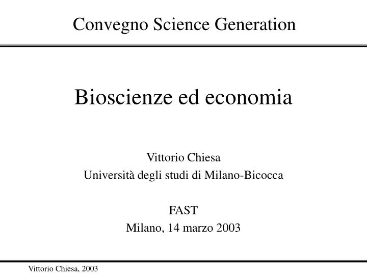 bioscienze ed economia