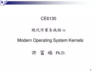 CE6130 現代作業系統核心 Modern Operating System Kernels 許 富 皓 Ph.D.