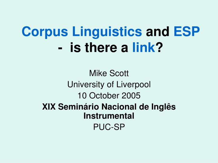 corpus linguistics and esp is there a link