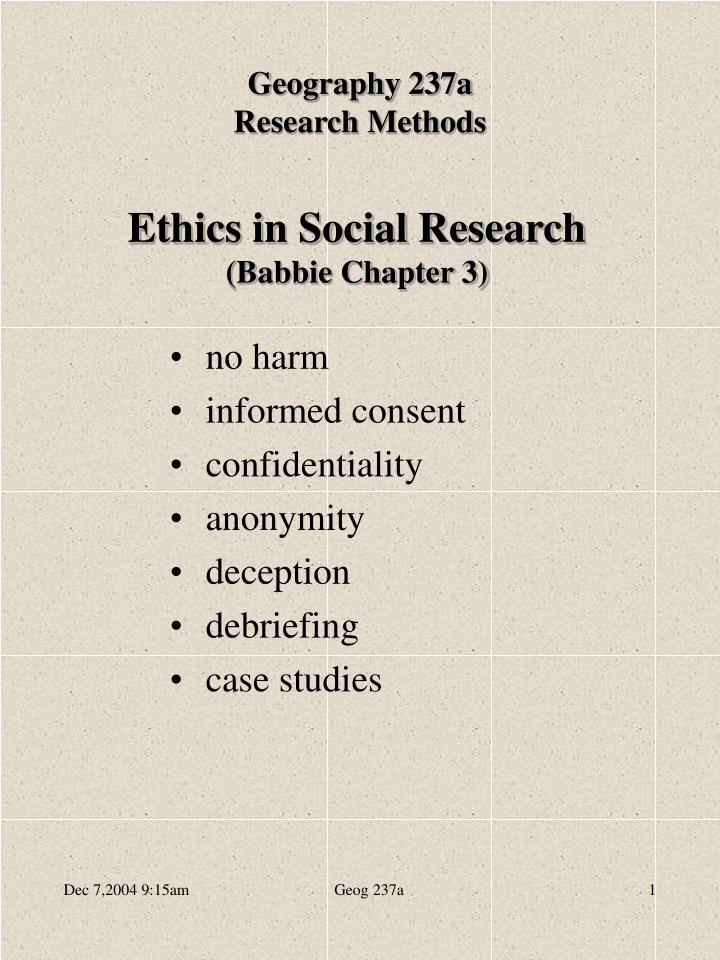 ethics in social research babbie chapter 3