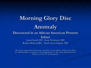 Morning Glory Disc Anomaly Discovered in an African American Preterm Infant