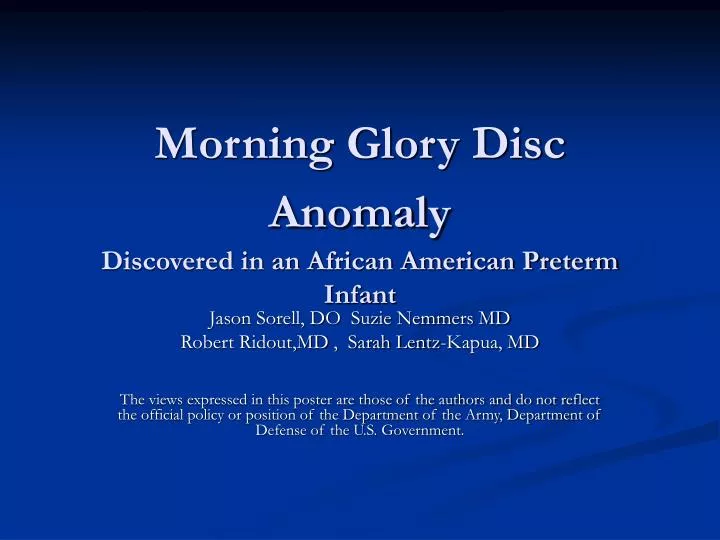 morning glory disc anomaly discovered in an african american preterm infant