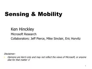 Sensing &amp; Mobility