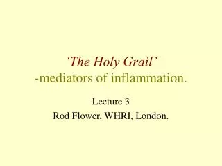 ‘The Holy Grail’ - mediators of inflammation.