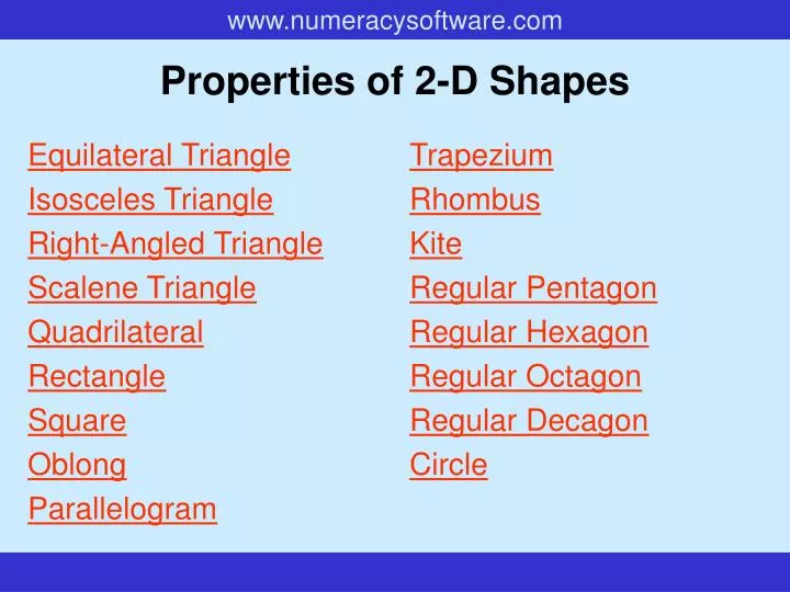 properties of 2 d shapes