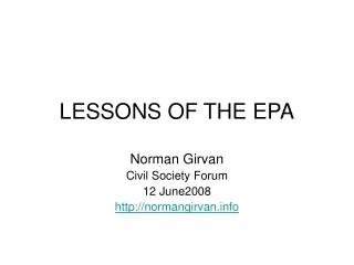LESSONS OF THE EPA