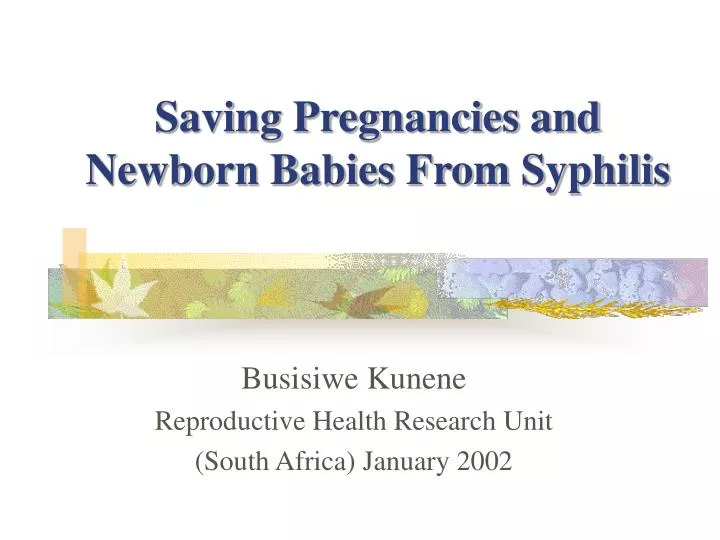 saving pregnancies and newborn babies from syphilis