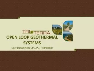 OPEN LOOP GEOTHERMAL SYSTEMS