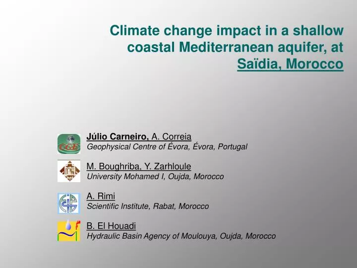 climate change impact in a shallow coastal mediterranean aquifer at sa dia morocco