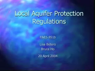 Local Aquifer Protection Regulations