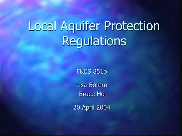 local aquifer protection regulations