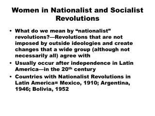 Women in Nationalist and Socialist Revolutions