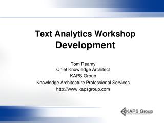 Text Analytics Workshop Development