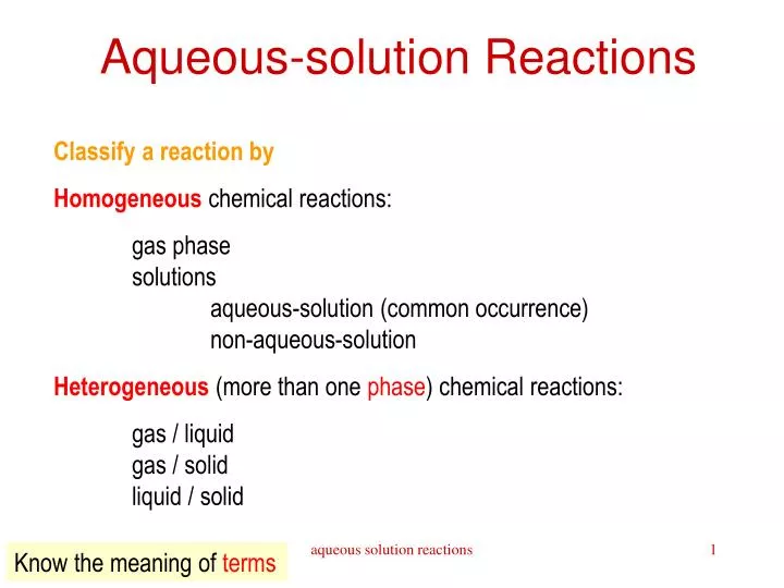 aqueous solution reactions