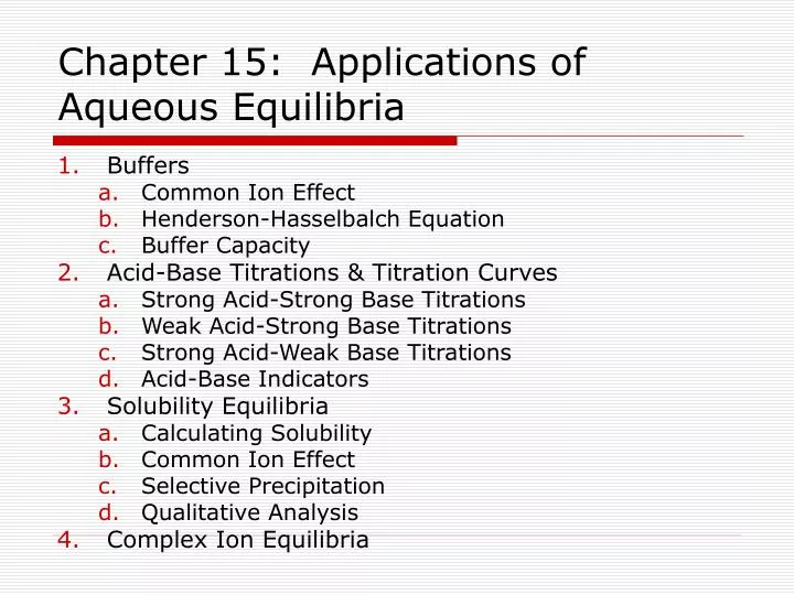 chapter 15 applications of aqueous equilibria