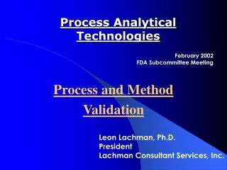 Process Analytical Technologies