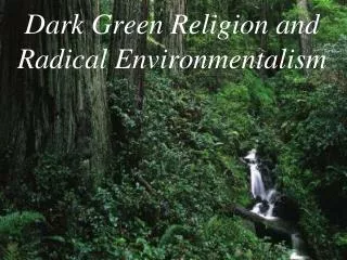 Dark Green Religion and Radical Environmentalism