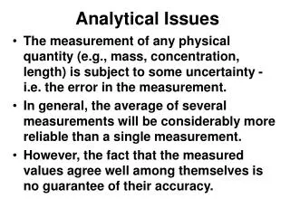Analytical Issues