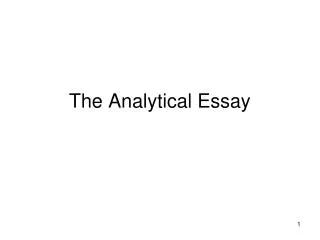 The Analytical Essay