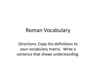 Roman Vocabulary