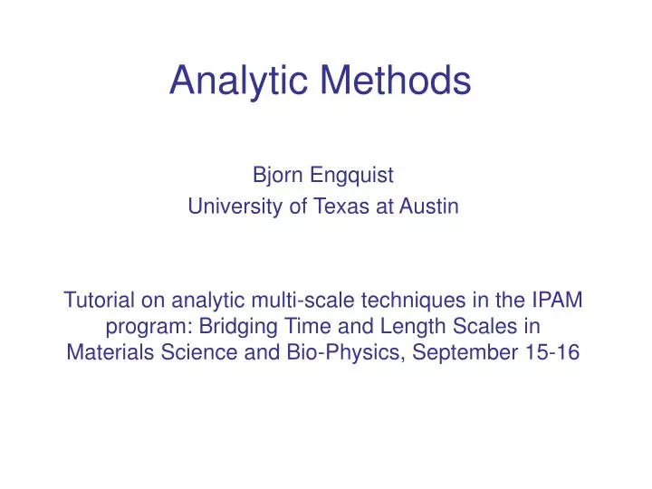 analytic methods