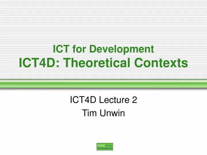 ict for development ict4d theoretical contexts