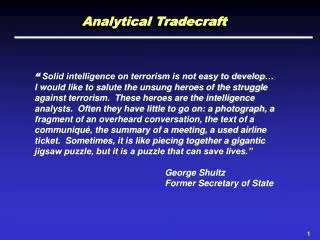 Analytical Tradecraft