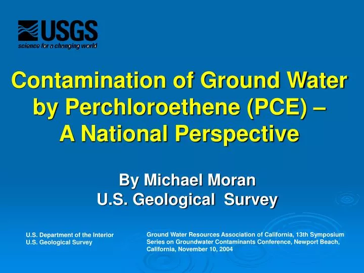 contamination of ground water by perchloroethene pce a national perspective