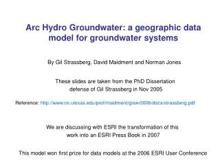 Arc Hydro Groundwater: a geographic data model for groundwater systems