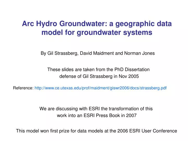 arc hydro groundwater a geographic data model for groundwater systems