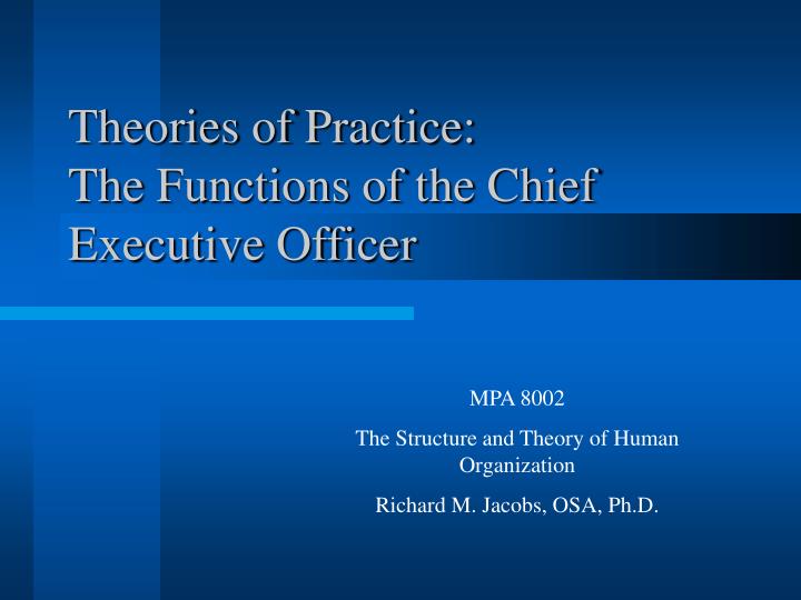 theories of practice the functions of the chief executive officer