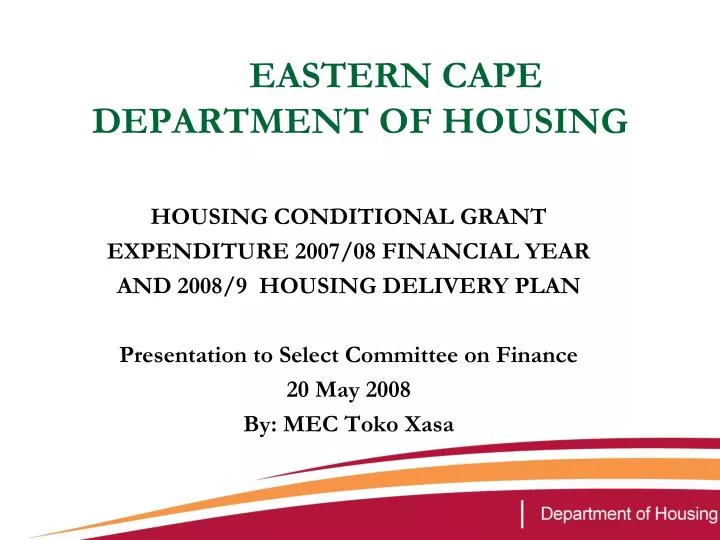 eastern cape department of housing