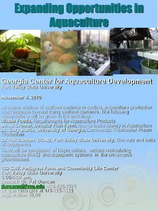 Expanding Opportunities in Aquaculture