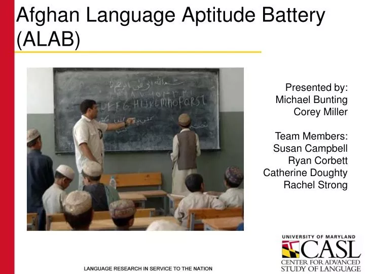 afghan language aptitude battery alab