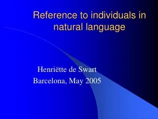 Reference to individuals in natural language