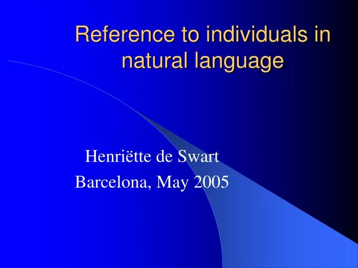 reference to individuals in natural language